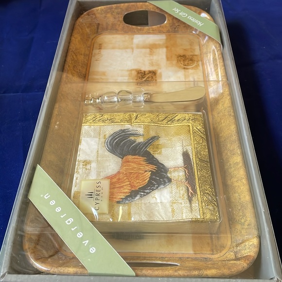 Hostess gift set Cypress home melamine tray napkin spreader Rise n shine rooster - Picture 4 of 7
